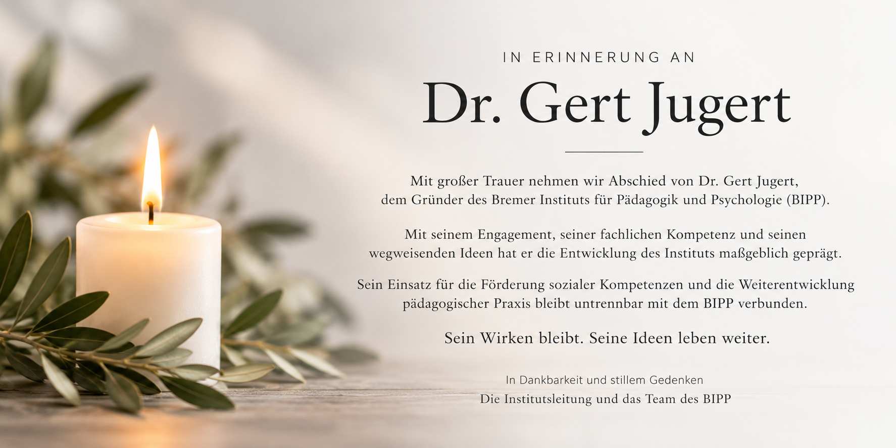 In Erinnerung an Dr. Gert Jugert